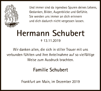 Traueranzeige von Hermann Schubert von Offenbach