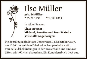 Traueranzeige von Ilse Müller von Offenbach