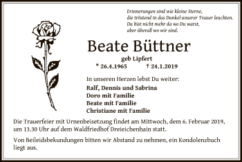 Traueranzeige von Beate Büttner von Offenbach