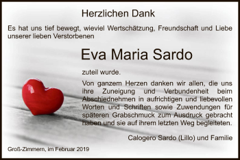 Traueranzeige von Eva Maria Sardo von Offenbach