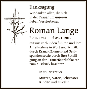 Traueranzeige von Roman Lange von Offenbach