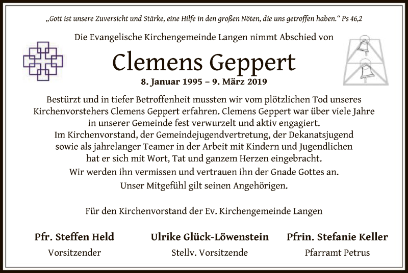  Traueranzeige für Clemens Geppert vom 19.03.2019 aus Offenbach