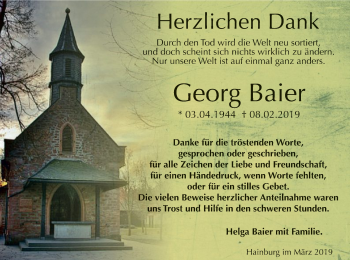 Traueranzeige von Georg Baier von Offenbach