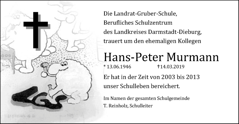  Traueranzeige für Hans-Peter Murmann vom 23.03.2019 aus Offenbach