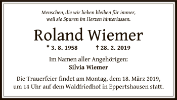 Traueranzeige von Roland Wiemer von Offenbach