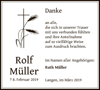 Traueranzeige von Rolf Müller von Offenbach