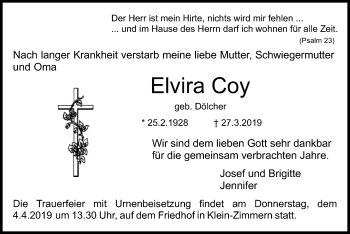 Traueranzeige von Elvira Coy von Offenbach