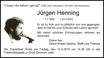 Traueranzeige von Henning Jürgen von Offenbach