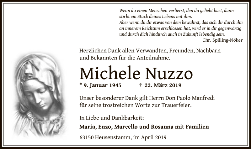 Traueranzeigen von Michele Nuzzo trauer.op online.de