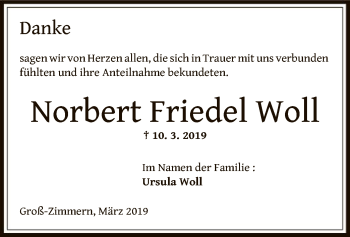 Traueranzeige von Norbert Friedel Woll von Offenbach