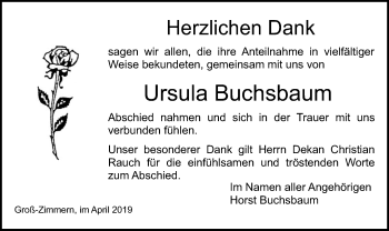 Traueranzeige von Ursula Buchsbaum von Offenbach