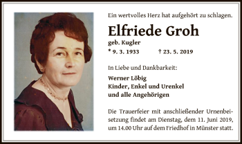 Traueranzeige von Elfriede Groh von Offenbach