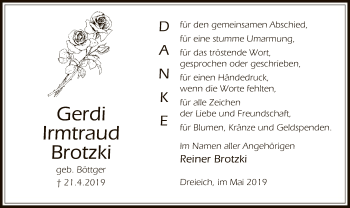 Traueranzeige von Gerdi Irmtraud Brotzki von Offenbach