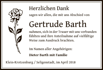 Traueranzeige von Gertrude Barth von Offenbach