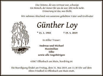 Traueranzeige von Günther Loy von Offenbach