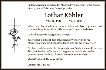 Traueranzeige von Lothar Köhler von Offenbach