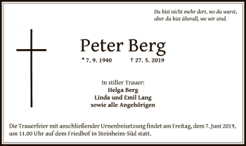 Traueranzeige von Peter Berg von Offenbach