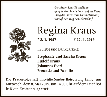 Traueranzeige von Regina Kraus von Offenbach