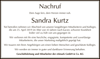 Traueranzeige von Sandra Kurtz von Offenbach