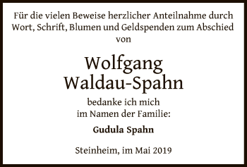 Traueranzeige von Wolfgang Waldau-Spahn von Offenbach