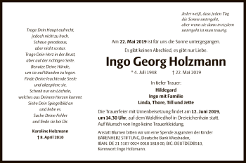 Traueranzeige von Ingo Georg Holzmann von Offenbach