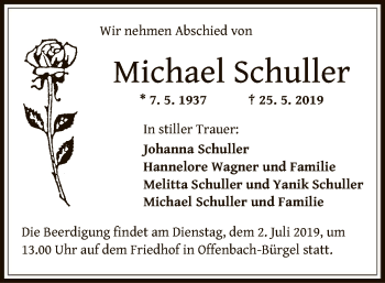 Traueranzeige von Michael Schuller von Offenbach