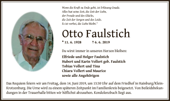 Traueranzeige von Otto Faulstich von Offenbach