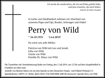 Traueranzeige von Perry von Wild von Offenbach