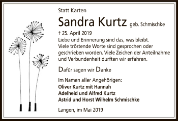 Traueranzeige von Sandra Kurtz von Offenbach