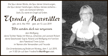 Traueranzeige von Ursula Marställer von Offenbach