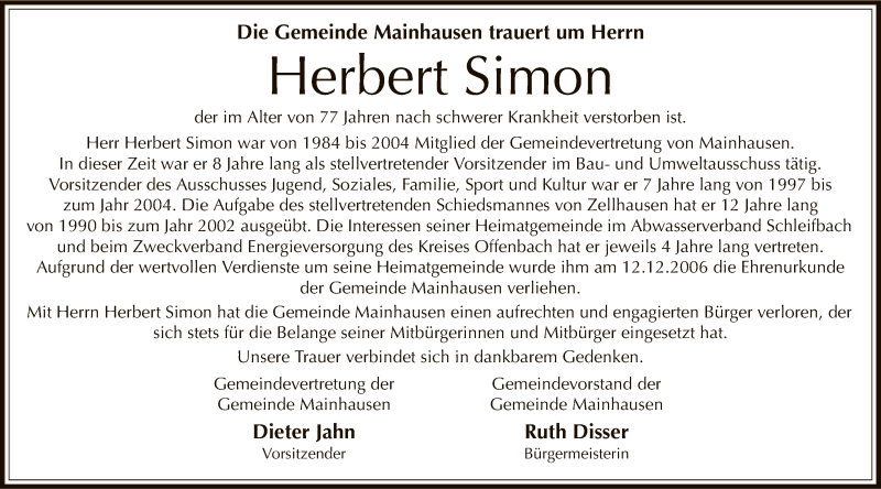  Traueranzeige für Herbert Simon vom 24.07.2019 aus Offenbach