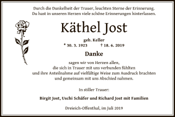 Traueranzeige von Käthel Jost von Offenbach