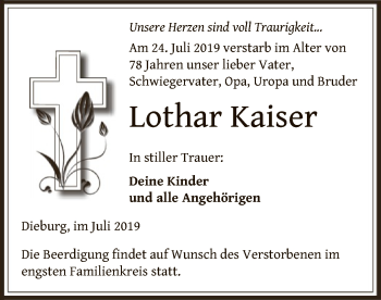 Traueranzeige von Lothar Kaiser von Offenbach