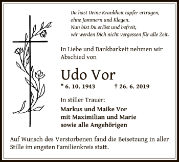 Traueranzeige von Udo Vor von Offenbach