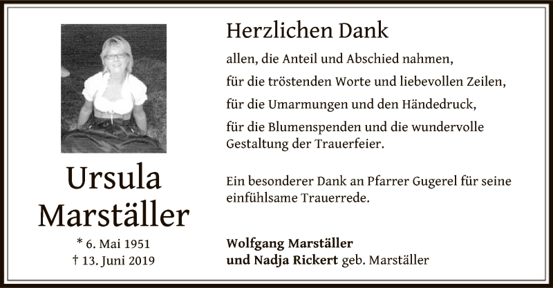  Traueranzeige für Ursula Marställer vom 17.07.2019 aus Offenbach