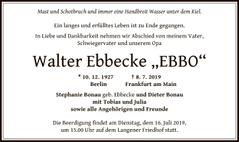 Traueranzeige von Walter Ebbecke von Offenbach