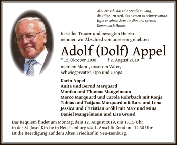 Traueranzeige von Adolf Appel von Offenbach