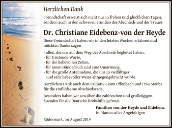 Traueranzeige von Christiane Eidebenz-von der Heyde von Offenbach