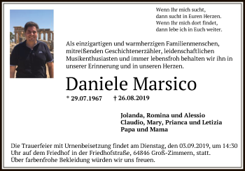 Traueranzeige von Daniele Marsico von Offenbach