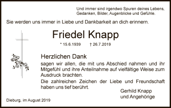 Traueranzeige von Friedel Knapp von Offenbach