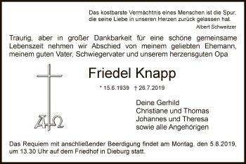 Traueranzeige von Friedel Knapp von Offenbach