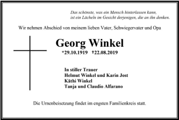 Traueranzeige von Georg Winkel von Offenbach