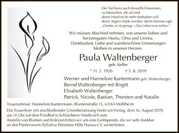 Traueranzeige von Paula Waltenberger von Offenbach