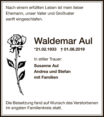 Traueranzeige von Waldemar Aul von Offenbach