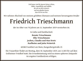 Traueranzeige von Friedrich Trieschmann von Offenbach