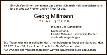 Traueranzeige von Georg Millmann von Offenbach