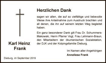 Traueranzeige von Karl Heinz Frank von Offenbach