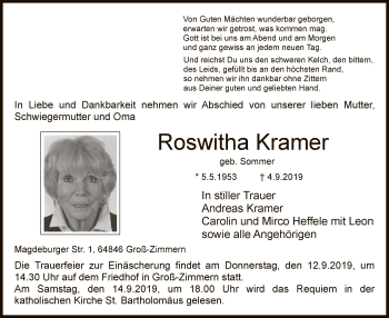 Traueranzeige von Roswitha Kramer von Offenbach