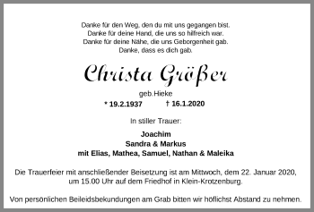 Traueranzeige von Christa Größer von Offenbach