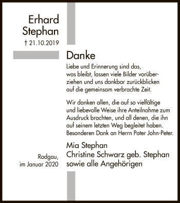 Traueranzeige von Erhard Stephan von Offenbach